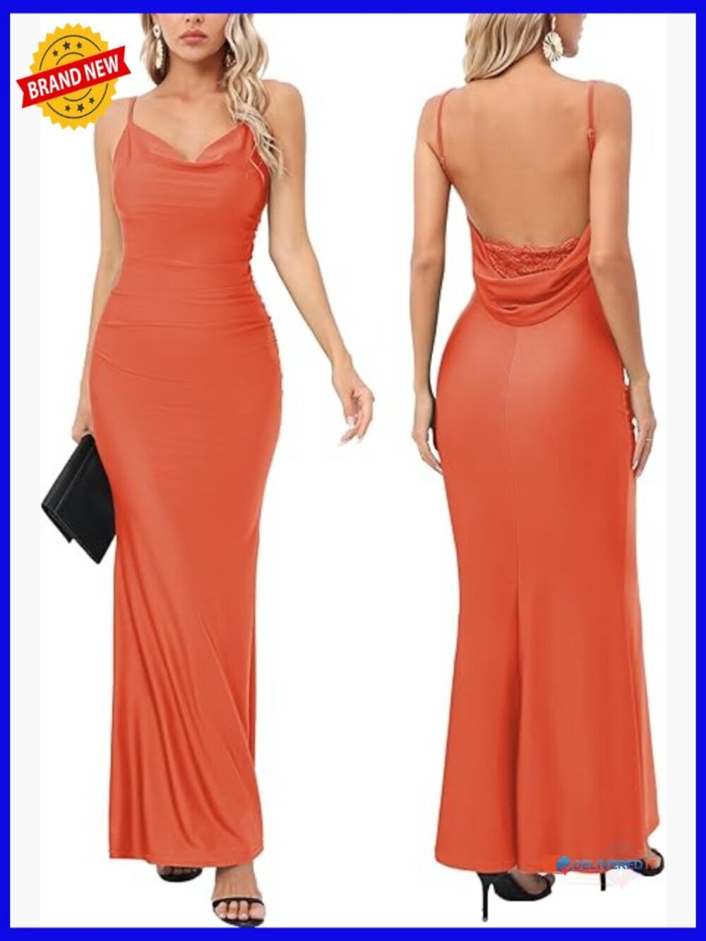 Backless Lace Formal Maxi Dress Mermaid Evening Gown Spaghetti Straps
